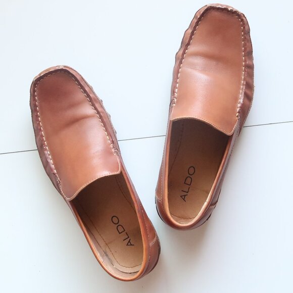 ALDO Men’s Light Brown Leather Driving Loafers Slip-On Casual Shoes Moccasins 12 main image 11
